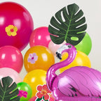 Summer Tropical Balloon Arch Kit Hot pink yellow orange Balloon Luau Flower Card Sticker palm leaves Hawaiian leis For Baby Shower Flamingo