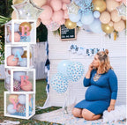 164PCS Gender Reveal Balloon Boxes Decorations, Pink and Blue Balloon Garland Kit 4pcs Boxes with Letters for Baby Shower Birthday He or She