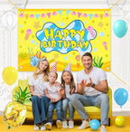 Cartoon Sponge Balloon Arch Kit-Blue Green Yellow Balloons Birthday Decorations For Boys Girl ,Party Decor Supplies,Happy Birthday Backdrop