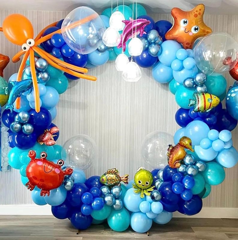 Under The Sea Balloon Garland Kit, Ocean Birthday Decorations, Sea Creature Balloon Arch, Nemo Party Decor, Fish Balloons, Baby Shower
