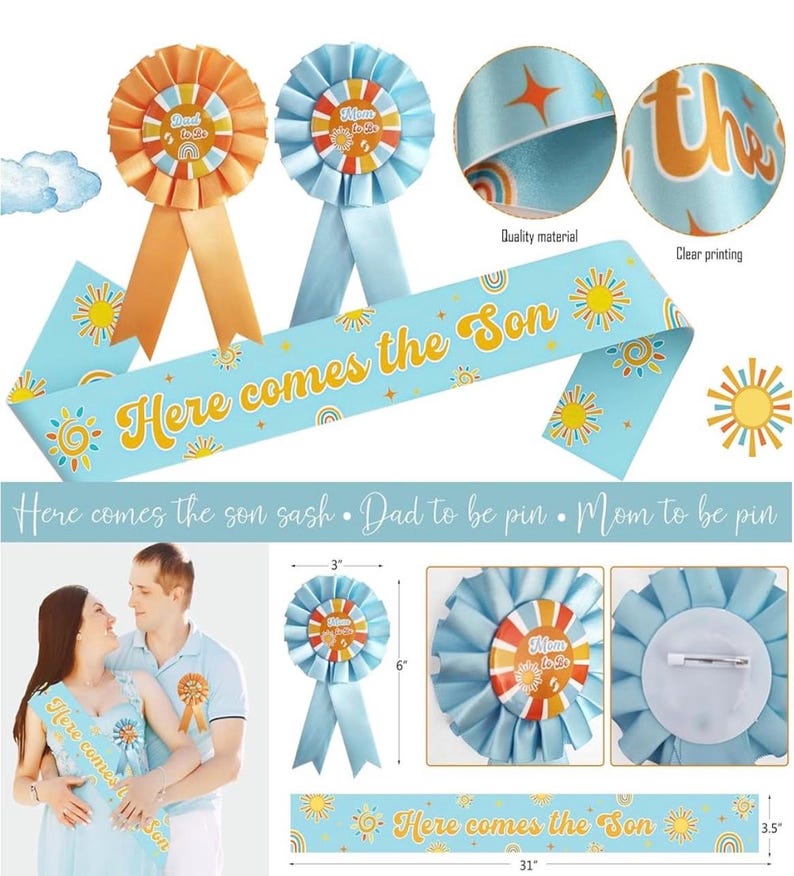 Here Comes the Son Baby Shower Decorations for Boy ,Boho Sun Baby Shower Party Supplies ,It's A Boy Gender Reveal Décor, You Are My Sunshine