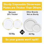 350PCS Gold Plastic Plates - Gold Plastic Dinnerware Sets for 50 Guests - 100 Disposable Plates,150 Silverware, 50 Cups, for Wedding & Party