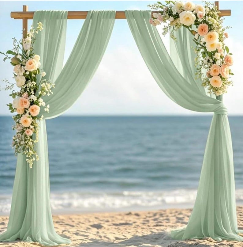Sage Green Wdding Decorations Backdrop: Wedding Arch Draping Chiffon Fabric 6 Yards Sheer Curtain 1 Panels Background Birthday Party Stage