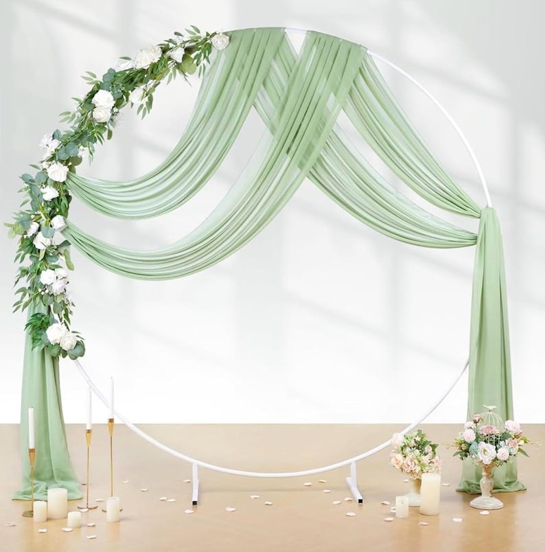 Sage Green Wdding Decorations Backdrop: Wedding Arch Draping Chiffon Fabric 6 Yards Sheer Curtain 1 Panels Background Birthday Party Stage