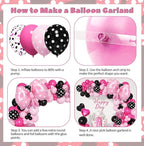 Pink Mouse Balloon Garland Arch Kit for Cartoon Mouse Theme Birthday Party Decorations Girl Kids, Pink Black Rose Red Bow Foil Balloons