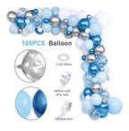 Elephant Baby Shower Decorations Boy, Blue Balloon Arch Kit with BABY Boxes, Backdrop, Tablecloth, 155pcs Party Set