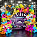 90s 80s Disco Theme Party Decorations, 171Pcs Balloon Arch Kit with Retro Disco Ball Radio Glasses Roller Skate Musical Note Chain Star