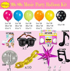 90s 80s Disco Theme Party Decorations, 171Pcs Balloon Arch Kit with Retro Disco Ball Radio Glasses Roller Skate Musical Note Chain Star