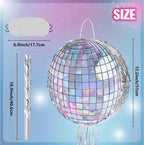 Disco Ball Piñata - Disco Party Decoration for Adult Birthday Party Supplies Hanging Disco Piñata with Bat Blindfold Mirror Roller Skating