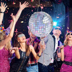 Disco Ball Piñata - Disco Party Decoration for Adult Birthday Party Supplies Hanging Disco Piñata with Bat Blindfold Mirror Roller Skating