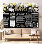Back in 1986 Backdrop Large Wall Banner, Cheers to 40 Years, Happy 40th Birthday Anniversary Class Reunion Party Hanging Decorations Poster