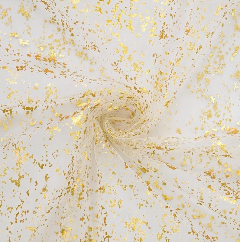 Beige Gold Gauze Table Runner 120 Inch 10FT, Glitter Metallic Foil Sheer Chiffon Cheesecloth Dining Wedding Holiday Birthday Table Decor
