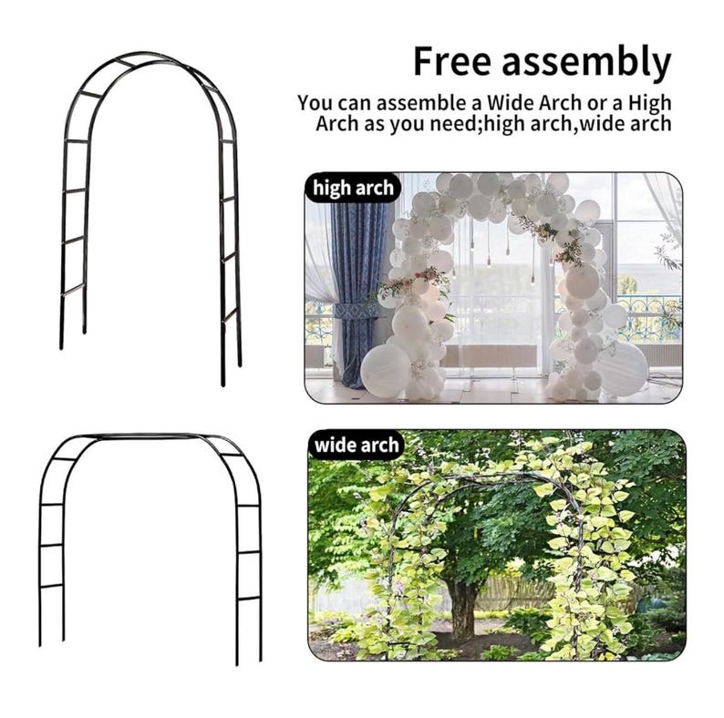 Metal Garden Arch, Wedding & Event Decoration, Garden Trellis for Climbing Plants, Assemble Freely 2 Sizes for Climbing Plant Bridal Party