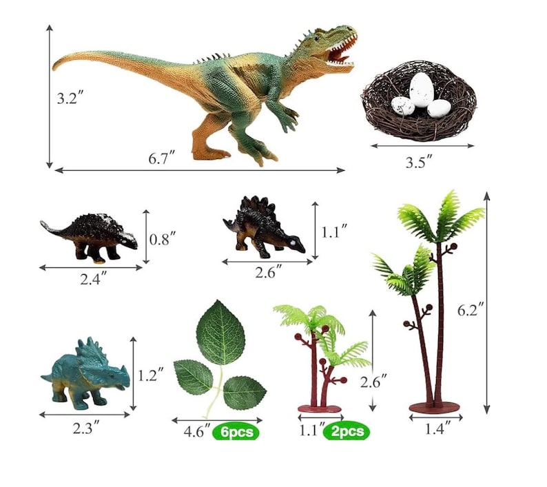 Dinosaur Themed Cake Toppers With Eggs Leaves Trees For Birthday Party , Wild Animals ,Kids Party Cake Decorations (Dinosaur-E), 26 PCS
