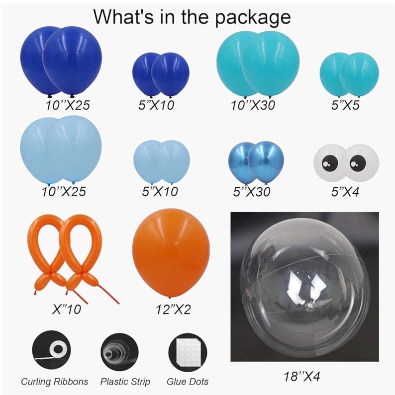 Under The Sea Balloon Garland Kit, Ocean Birthday Decorations, Sea Creature Balloon Arch, Nemo Party Decor, Fish Balloons, Baby Shower