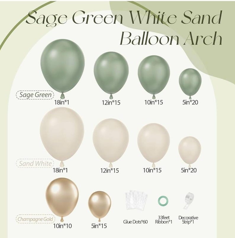 130Pcs Sage Green Gold Balloon Garland Arch Kit with Sage Green Sand White Gold Balloons for Baby Shower Bridal Shower Birthday Engagement