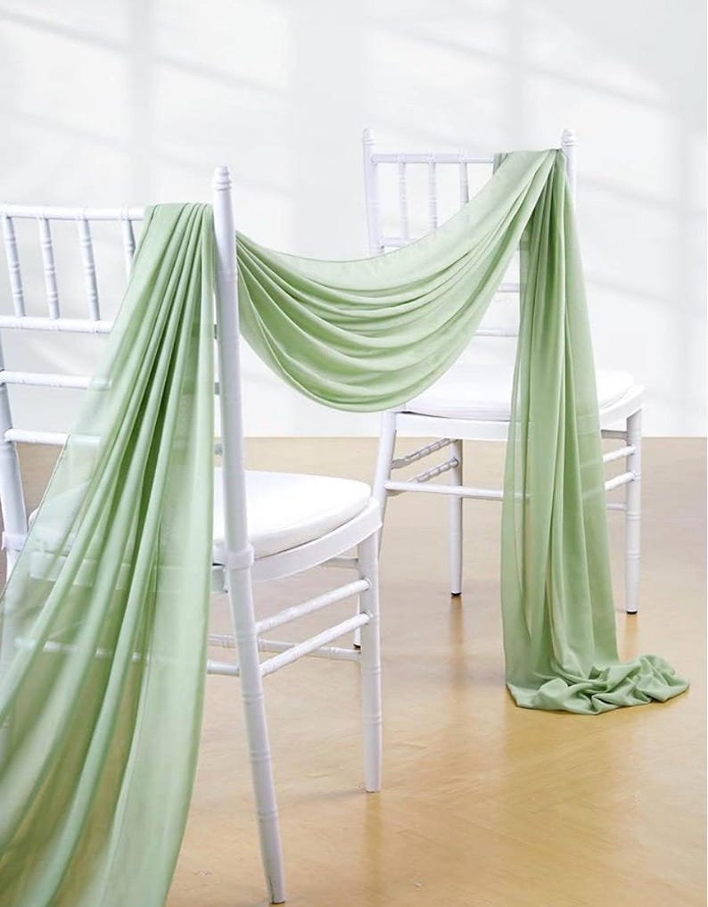 Sage Green Wdding Decorations Backdrop: Wedding Arch Draping Chiffon Fabric 6 Yards Sheer Curtain 1 Panels Background Birthday Party Stage