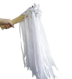 50PCS Ribbon Wands with Triple Ribbon and Silver Bell Party Wand Party Favors Streamers Ribbon Sticks Magic Fairy Wands for Wedding Decors