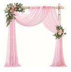 Pink Wedding Arch Draping Fabric Chiffon Fabric, 29in x 18Ft Sheer Chiffon Outdoor Curtain for Wedding Ceremony Birthday Party Decoration
