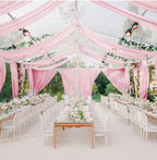 Pink Wedding Arch Draping Fabric Chiffon Fabric, 29in x 18Ft Sheer Chiffon Outdoor Curtain for Wedding Ceremony Birthday Party Decoration