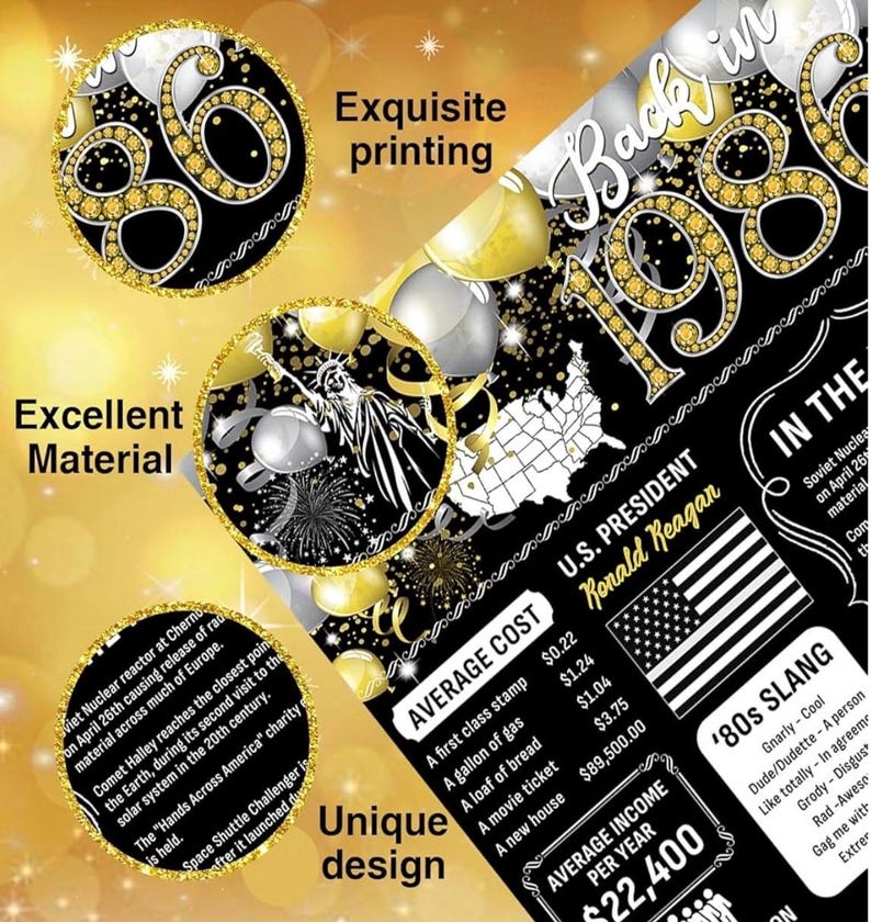 Back in 1986 Backdrop Large Wall Banner, Cheers to 40 Years, Happy 40th Birthday Anniversary Class Reunion Party Hanging Decorations Poster