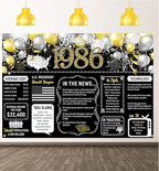 Back in 1986 Backdrop Large Wall Banner, Cheers to 40 Years, Happy 40th Birthday Anniversary Class Reunion Party Hanging Decorations Poster