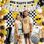 One Happy Dude 1st Birthday Party Decorations Party Supplies First Birthday Party Decoration for Boy Black and Yellow Theme Backdrop Balloon