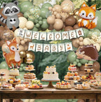 167Pcs Woodland Animals Baby Shower Decorations, Woodland Balloon Garland Arch Kit with Welcome Baby Banner Sage Green Brown Neutral Forest