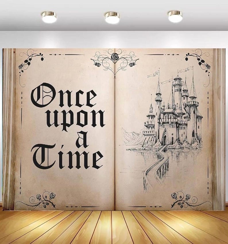 Fairy Tale Books Backdrop Once Upon a Time Backdrops Ancient Castle Princess Romantic Wedding Birthday Party Decorations Magic Book Backdrop