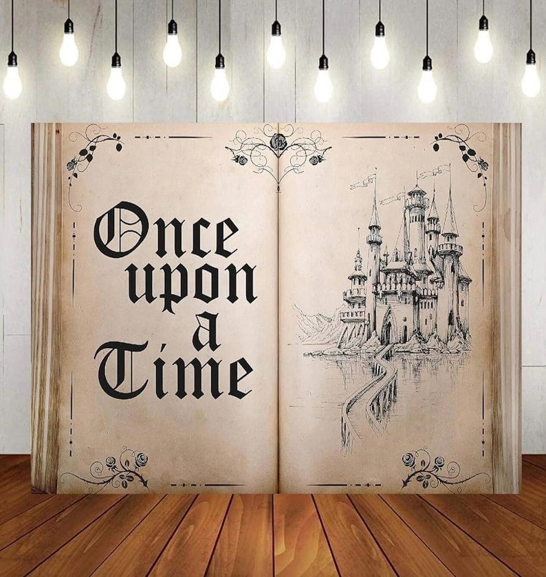 Fairy Tale Books Backdrop Once Upon a Time Backdrops Ancient Castle Princess Romantic Wedding Birthday Party Decorations Magic Book Backdrop