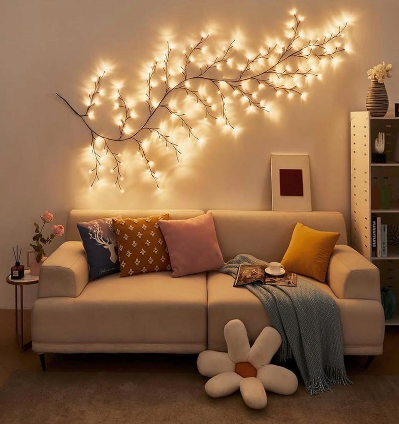 Willow Vine Lights 9.5ft 160LED, Vines for Home Decor Lighted Tree for Walls in 8 Modes & Timer, Branches Lights for Halloween Christmas