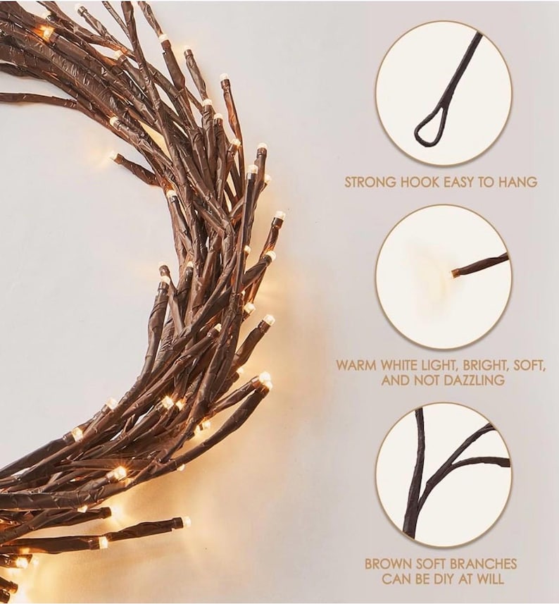 Willow Vine Lights 9.5ft 160LED, Vines for Home Decor Lighted Tree for Walls in 8 Modes & Timer, Branches Lights for Halloween Christmas