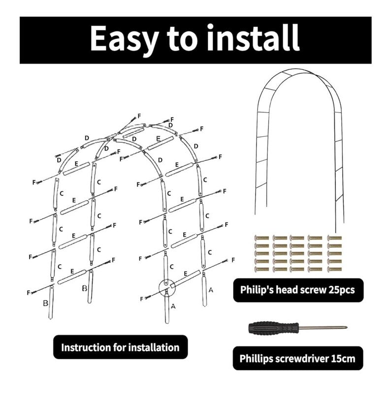 Metal Garden Arch, Wedding & Event Decoration, Garden Trellis for Climbing Plants, Assemble Freely 2 Sizes for Climbing Plant Bridal Party