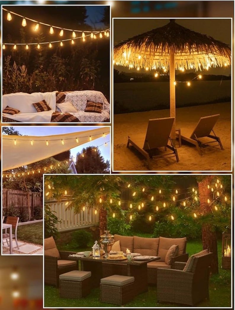 Outdoor String Lights 100FT with Remote, Waterproof Patio Lights, Dimmable Backyard Lights, Shatterproof Bulbs, Pergola Deck Garden Decor
