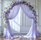 Wedding Arch Draping Fabric,1 Panel 18FT Purple Sheer Chiffon Curtain Drapes 6 Yards for Wedding Ceremony Birthday Party Decoration