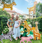 6Pcs Giant Jungle Safari Animals Balloons,Large Zebra Giraffe Leopard Cheetah Tiger Foil Balloons For Wild One Safari Zoo Jungle Theme Party