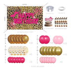 Pink Leopard Print Birthday Party Decorations Set for Women – Balloons Arch Garland Suitable for Girls
