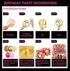 Pink Leopard Print Birthday Party Decorations Set for Women – Balloons Arch Garland Suitable for Girls