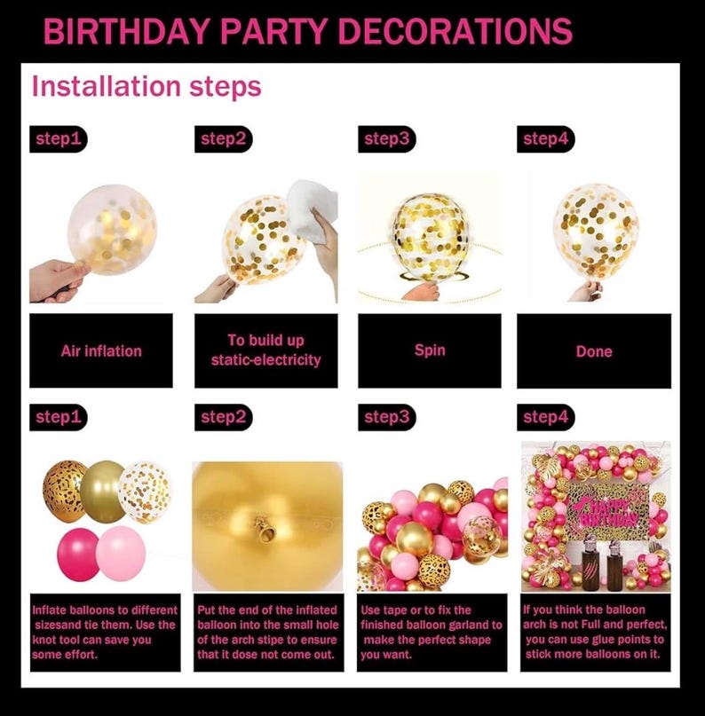 Pink Leopard Print Birthday Party Decorations Set for Women – Balloons Arch Garland Suitable for Girls