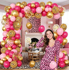 Pink Leopard Print Birthday Party Decorations Set for Women – Balloons Arch Garland Suitable for Girls