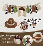 Western Cowboy 1st Birthday Decorations, My First Rodeo Birthday Party Supplies, Cowboy Balloon Arch Backdrop High Chair Banner ONE Boxes