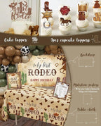 Western Cowboy 1st Birthday Decorations, My First Rodeo Birthday Party Supplies, Cowboy Balloon Arch Backdrop High Chair Banner ONE Boxes