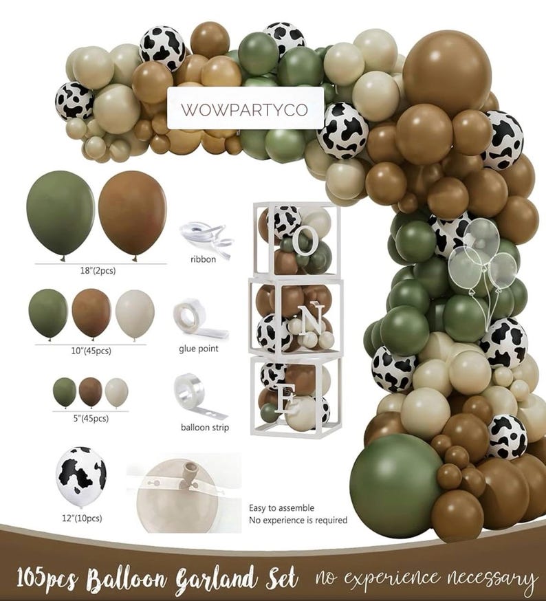 Western Cowboy 1st Birthday Decorations, My First Rodeo Birthday Party Supplies, Cowboy Balloon Arch Backdrop High Chair Banner ONE Boxes