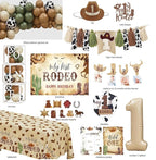 Western Cowboy 1st Birthday Decorations, My First Rodeo Birthday Party Supplies, Cowboy Balloon Arch Backdrop High Chair Banner ONE Boxes