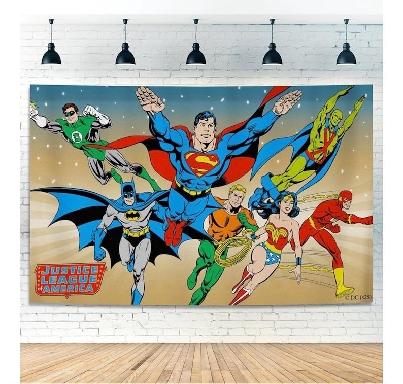 Superhero Party Backdrop Decoration – 5x3FT Cartoon Banner for Boys Birthday, Baby Shower, Kids Comic Theme Party, Wall Decor, Photo Booth