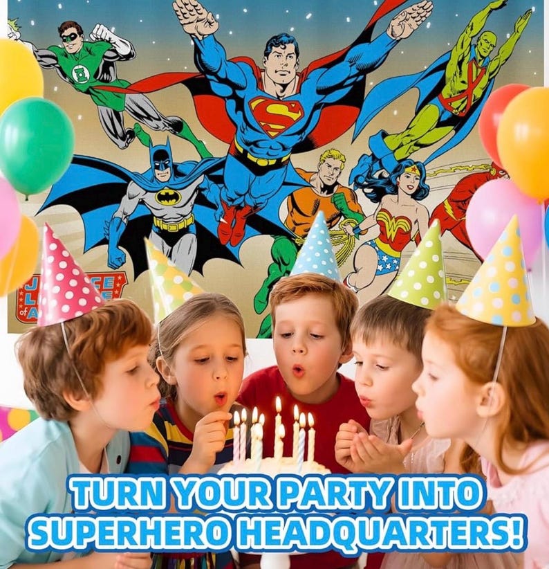 Superhero Party Backdrop Decoration – 5x3FT Cartoon Banner for Boys Birthday, Baby Shower, Kids Comic Theme Party, Wall Decor, Photo Booth