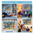 Superhero Party Backdrop Decoration – 5x3FT Cartoon Banner for Boys Birthday, Baby Shower, Kids Comic Theme Party, Wall Decor, Photo Booth