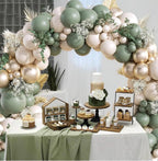 130Pcs Sage Green Gold Balloon Garland Arch Kit with Sage Green Sand White Gold Balloons for Baby Shower Bridal Shower Birthday Engagement