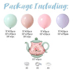 Green and Pink Balloon Garland 134Pcs Dusty Green Pink and Purple Balloons Arch Kit with Teapot Foil Balloon for  Tea Party Lets Partea