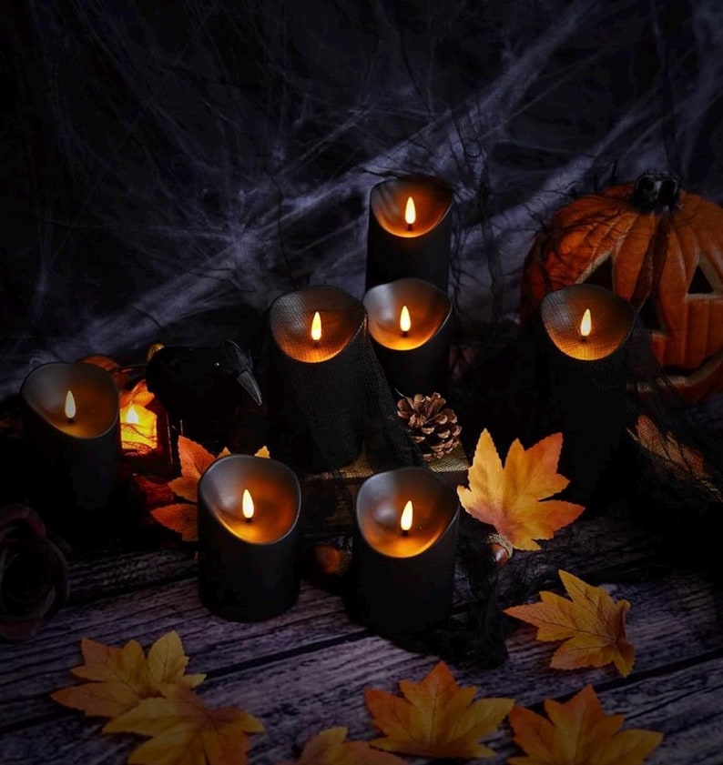 Flameless Candles 9 Packs Black Realistic Flickering LED Candles Battery Operated with Remote Timer for Home Decor Fake Candles